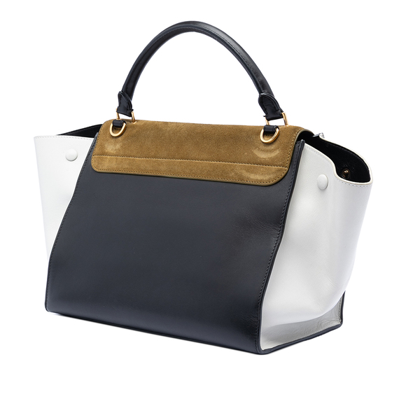 Pre-Loved Celine Medium Tricolor Calfskin and Suede Trapeze Satchel - Picture 2 of 7